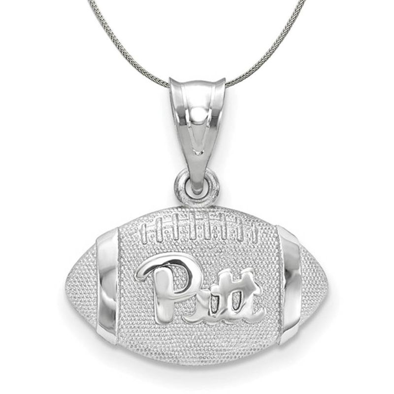 Sterling Silver U. Of Pittsburgh 3d Football W Logo Necklace - 24 In